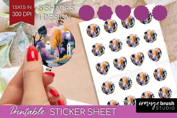 Download Retro Halloween Printable Sticker Sheet - Halloween printable Collection